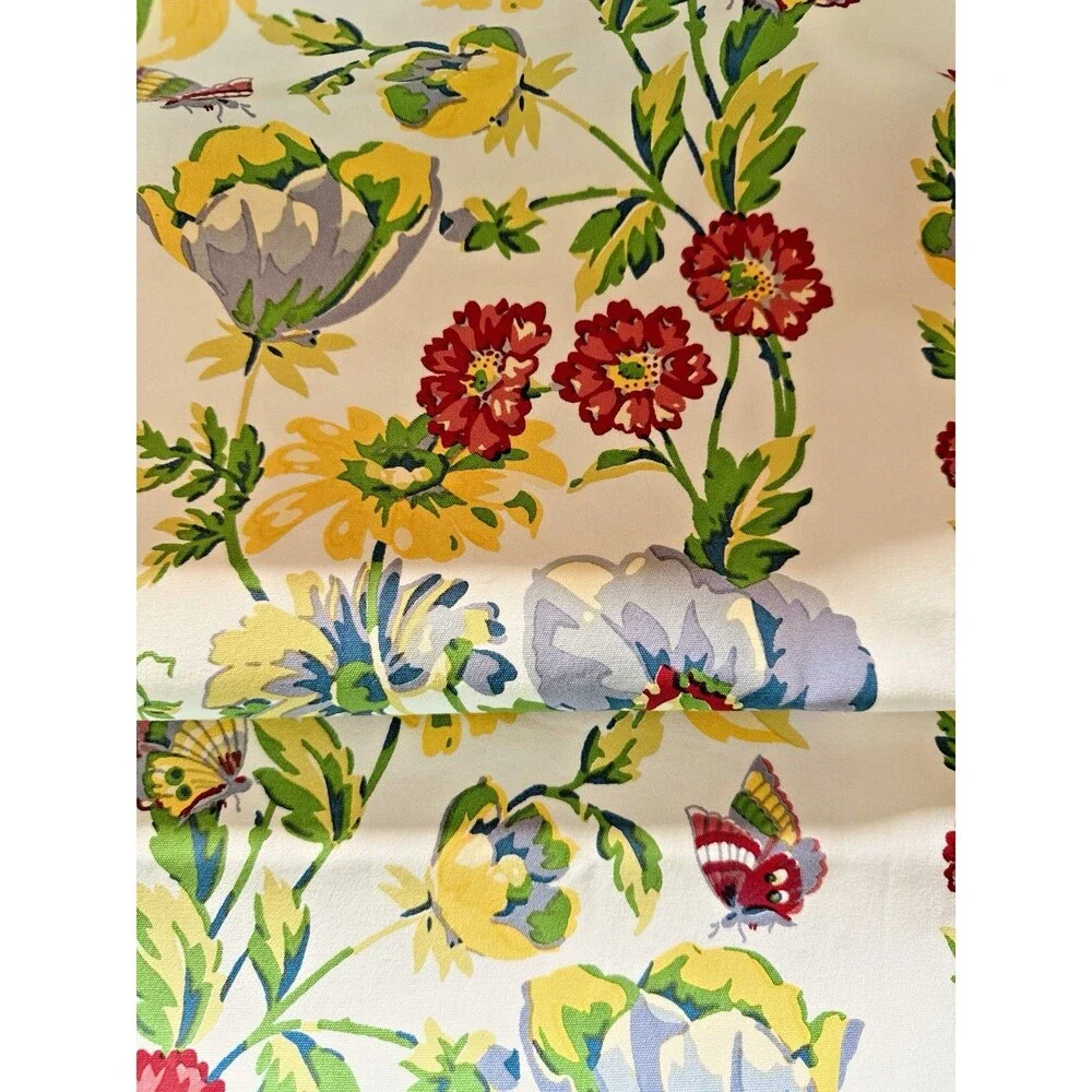 April Cornell Penny's Patio White Table Runner Cotton Blue Pink Multi 18x108